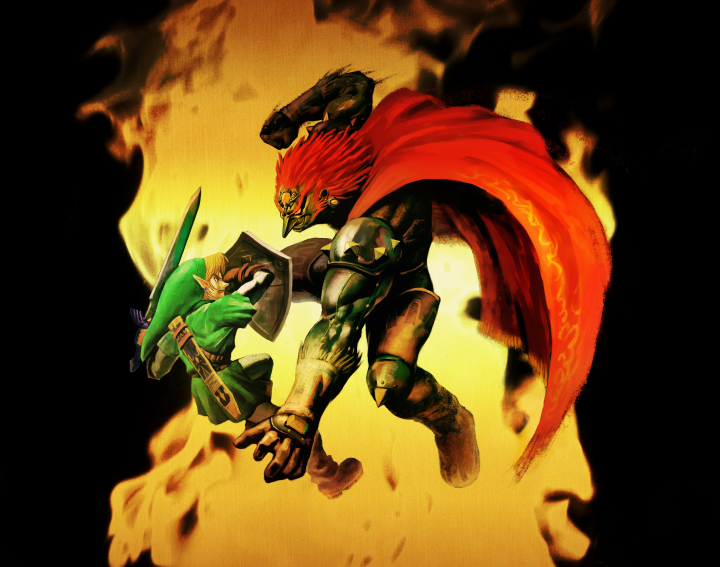 Link affrontant Ganondorf (Artwork - Illustrations - Ocarina of Time)