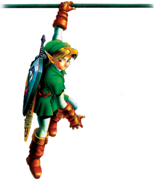 Link suspendu à un rebord (Artwork - Personnages - Ocarina of Time)
