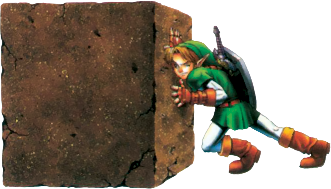 Link poussant un bloc (Artwork - Personnages - Ocarina of Time)