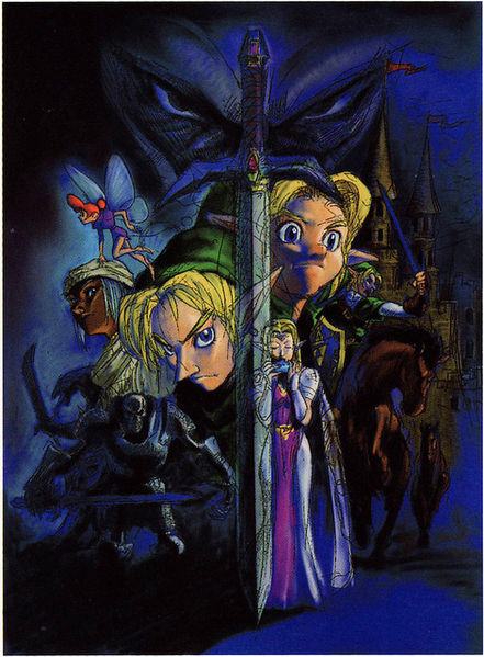 Illustration avec les différents protagonistes (Artwork - Concept Arts - Ocarina of Time)