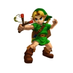Link enfant utilisant le lance-pierre des fées, version 3DS
