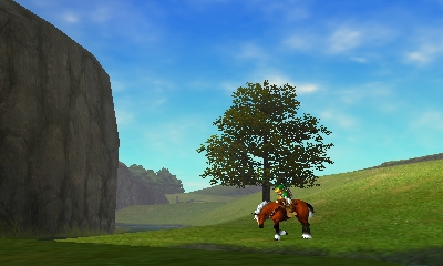 Link parourant la plaine d'Hyrule sur Epona (Screenshot - Screenshots d'Ocarina of Time 3DS- Ocarina of Time)