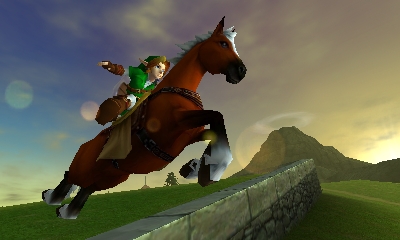 Link parourant la plaine d'Hyrule sur Epona (Screenshot - Screenshots d'Ocarina of Time 3DS- Ocarina of Time)