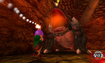 Link affrontant le roi Dodongo (Screenshot - Screenshots d'Ocarina of Time 3DS- Ocarina of Time)