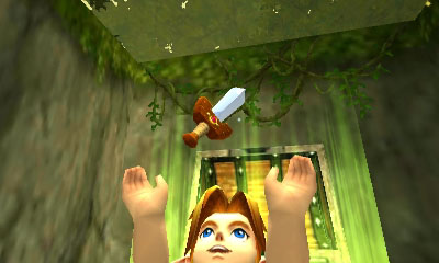 Link obtenant l'épée Kokiri (Screenshot - Screenshots d'Ocarina of Time 3DS- Ocarina of Time)