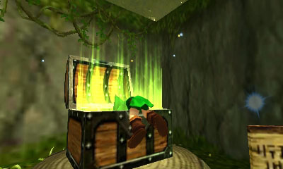 Link enfant ouvrant un coffre (Screenshot - Screenshots d'Ocarina of Time 3DS- Ocarina of Time)