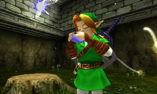 Link apprenant le Menuet des bois (Screenshot - Screenshots d'Ocarina of Time 3DS- Ocarina of Time)