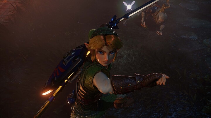 Link protégeant Sheik (Artwork - Personnages - Ocarina of Time (Remake))