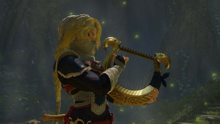 Sheik jouant de sa lyre (Artwork - Personnages - Ocarina of Time (Remake))