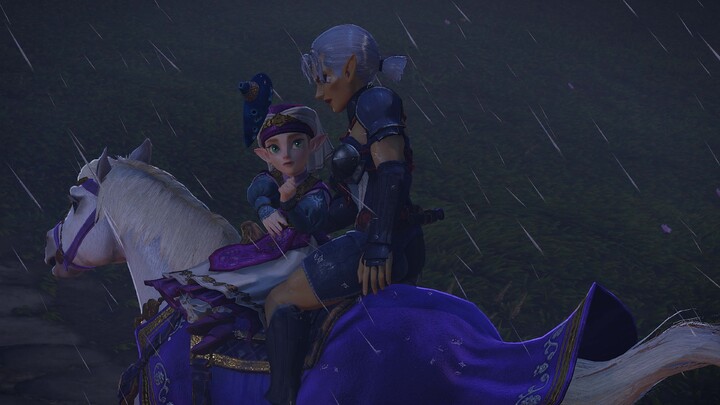 Zelda fuyant avec Impa (Artwork - Personnages - Ocarina of Time (Remake))