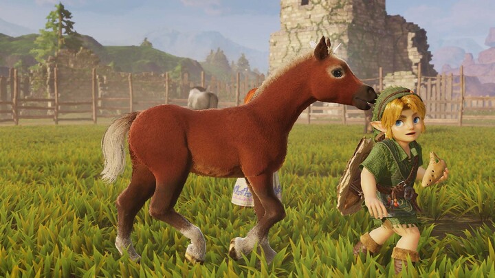 Link enfant et Epona (Artwork - Personnages - Ocarina of Time (Remake))