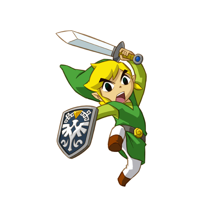 Link faisant une attaque sautée (Artwork - Personnages - Spirit Tracks)