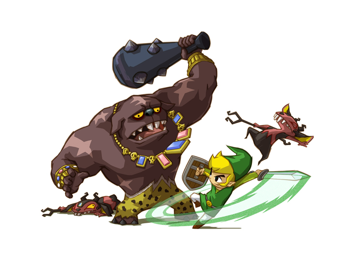 Link combattant des Blins et un Gros Blin (Artwork - Ennemis - Spirit Tracks)