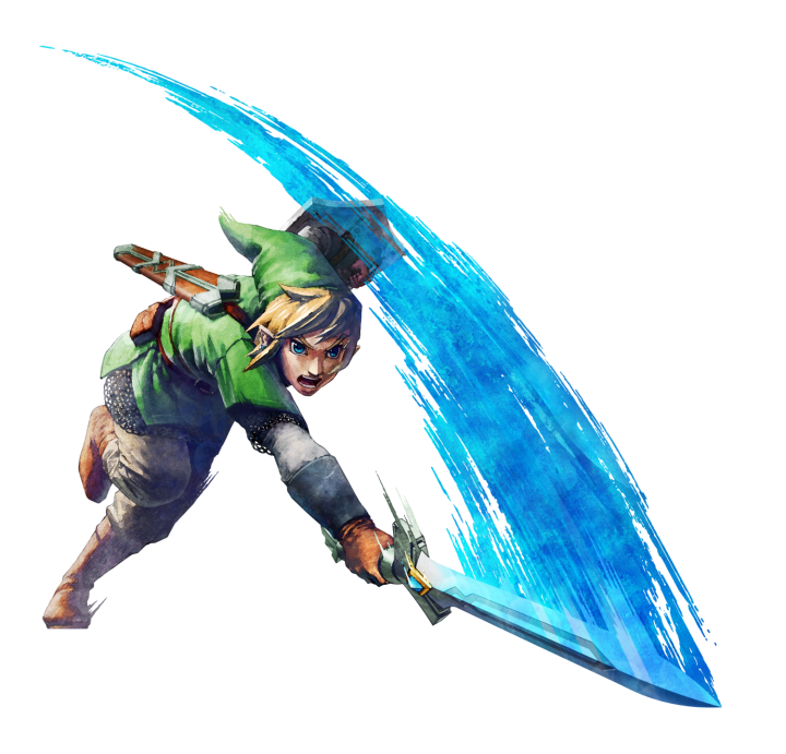 Link faisant une attaque verticale (Artwork - Link - Skyward Sword)