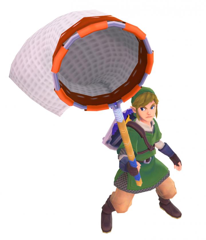 Link utilisant le filet à papillons (Artwork - Link - Skyward Sword)