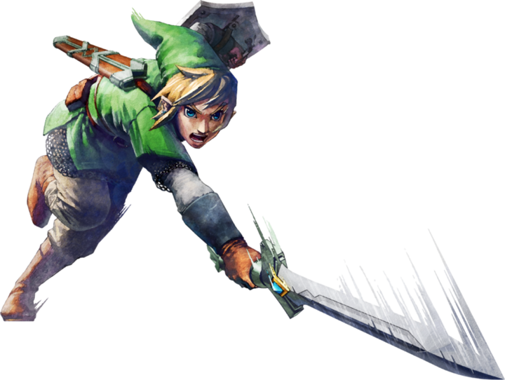 Link faisant une attaque verticale (Artwork - Link - Skyward Sword)