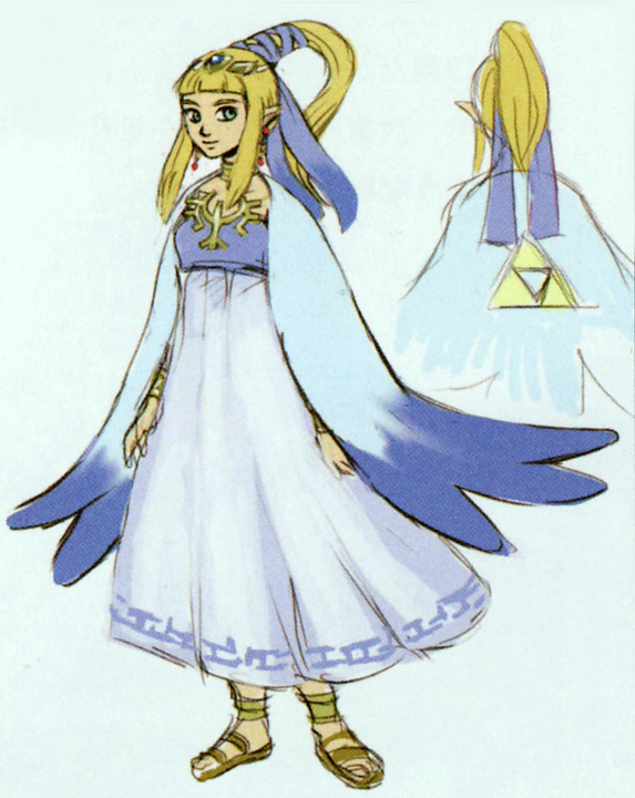 Proposition d'une robe bleutée de prêtresse d'Hylia de Zelda (Artwork - Zelda - Skyward Sword)