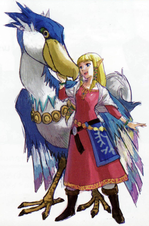 Zelda avec son célestrier (Artwork - Zelda - Skyward Sword)