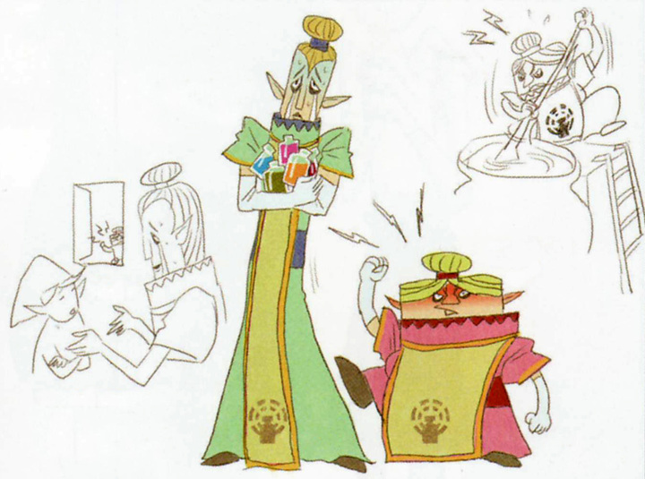 Concept art de Manda et Darin (Artwork - Habitants de Célesbourg - Skyward Sword)