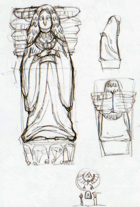 La statue de la Déesse (Artwork - Concept Arts du Ciel et de Célesbourg - Skyward Sword)