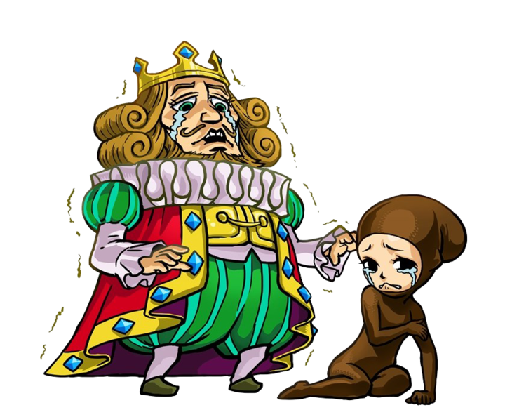 Le roi Frisette et la princesse Mousseline dans son collant maudit (Artwork - Autres personnages - Tri Force Heroes)
