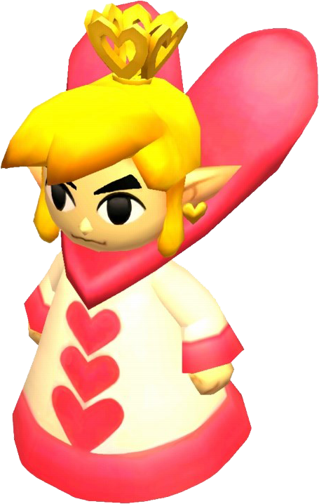 Link portant la tenue Reine de Cœur (Artwork - Les tenues - Tri Force Heroes)