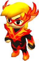 Link portant la tenue de Flamelle (Artwork - Les tenues - Tri Force Heroes)