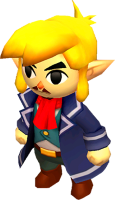 Link portant la tenue de Linebeck (Artwork - Les tenues - Tri Force Heroes)