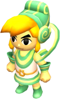 Link portant l’Éolaine (Artwork - Les tenues - Tri Force Heroes)
