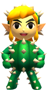 Link posant avec le Complet Piquant (Artwork - Les tenues - Tri Force Heroes)