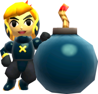 Link posant avec la Bombinaison (Artwork - Les tenues - Tri Force Heroes)