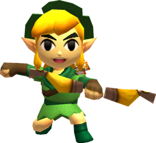 Link posant avec la Tenue Kokiri (Artwork - Les tenues - Tri Force Heroes)