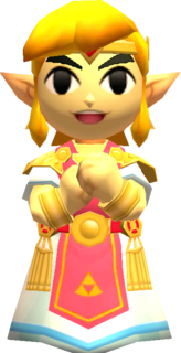 Link posant avec la Robe de Légende (Artwork - Les tenues - Tri Force Heroes)