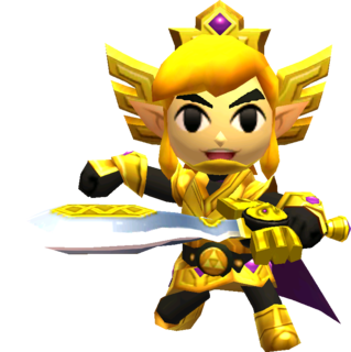 Link posant avec tenue la Haute-Coupure (Artwork - Les tenues - Tri Force Heroes)