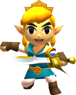 Link posant avec la tenue Cape et Épée (Artwork - Les tenues - Tri Force Heroes)