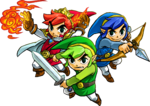 Link Rouge, Link Vert et Link Bleu prêts au combat