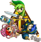 Les trois Link et le logo de Tri Force Heroes