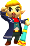 Link posant avec la tenue de Linebeck