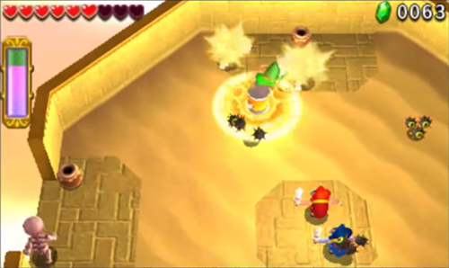 Screenshot de Tri Force Heroes : Niveau 8-4 – Temple du Ciel