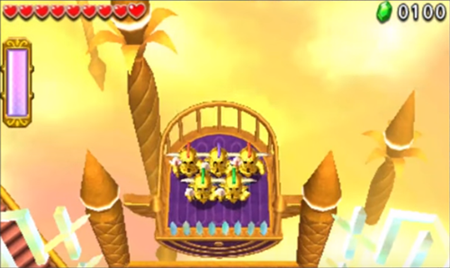 Screenshot de Tri Force Heroes : Niveau 8-4 – Temple du Ciel