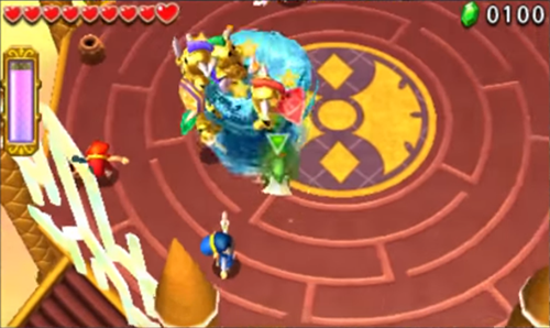 Screenshot de Tri Force Heroes : Niveau 8-4 – Temple du Ciel