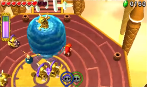 Screenshot de Tri Force Heroes : Niveau 8-4 – Temple du Ciel