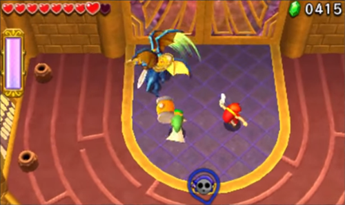 Screenshot de Tri Force Heroes : Niveau 8-4 – Temple du Ciel