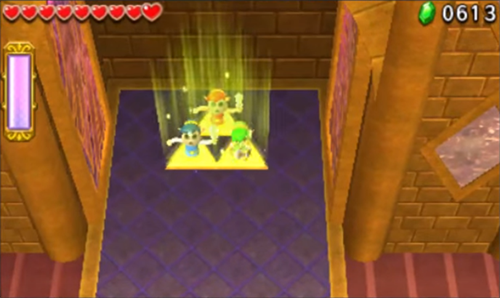 Screenshot de Tri Force Heroes : Niveau 8-4 – Temple du Ciel