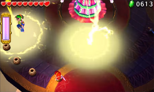 Screenshot de Tri Force Heroes : Niveau 8-4 – Temple du Ciel