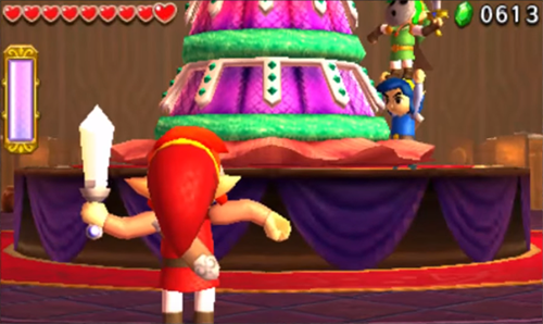 Screenshot de Tri Force Heroes : Niveau 8-4 – Temple du Ciel