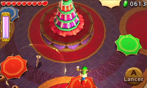 Screenshot de Tri Force Heroes : Niveau 8-4 – Temple du Ciel