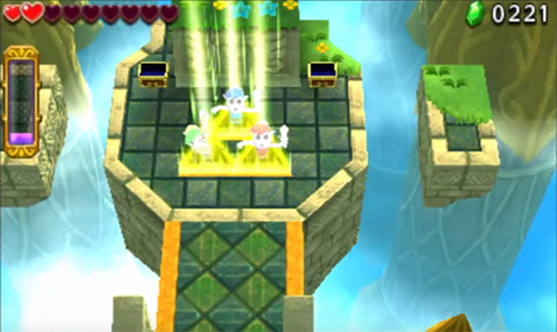 Screenshot de Tri Force Heroes : Niveau 8-1 – Jardins célestes