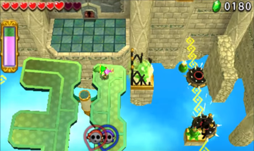 Screenshot de Tri Force Heroes : Niveau 8-2 – Fort aux Fourberies