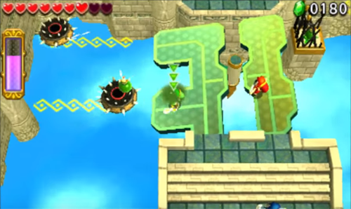 Screenshot de Tri Force Heroes : Niveau 8-2 – Fort aux Fourberies